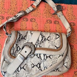 Dior Snake Print Saddle Bag